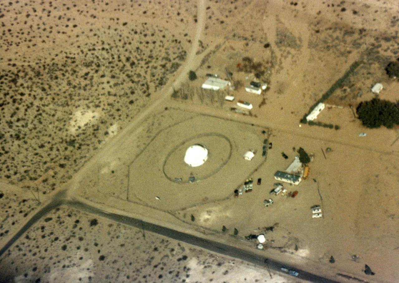 Overflight of The Integration enroute to Giant Rock airport (now closed.)