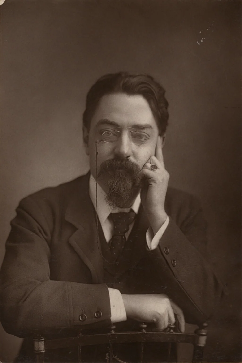 Photograph of Sidney James Webb, Baron Passfield by W. &amp; D. Downey, published by Cassell &amp; Company, Ltd in 1893.