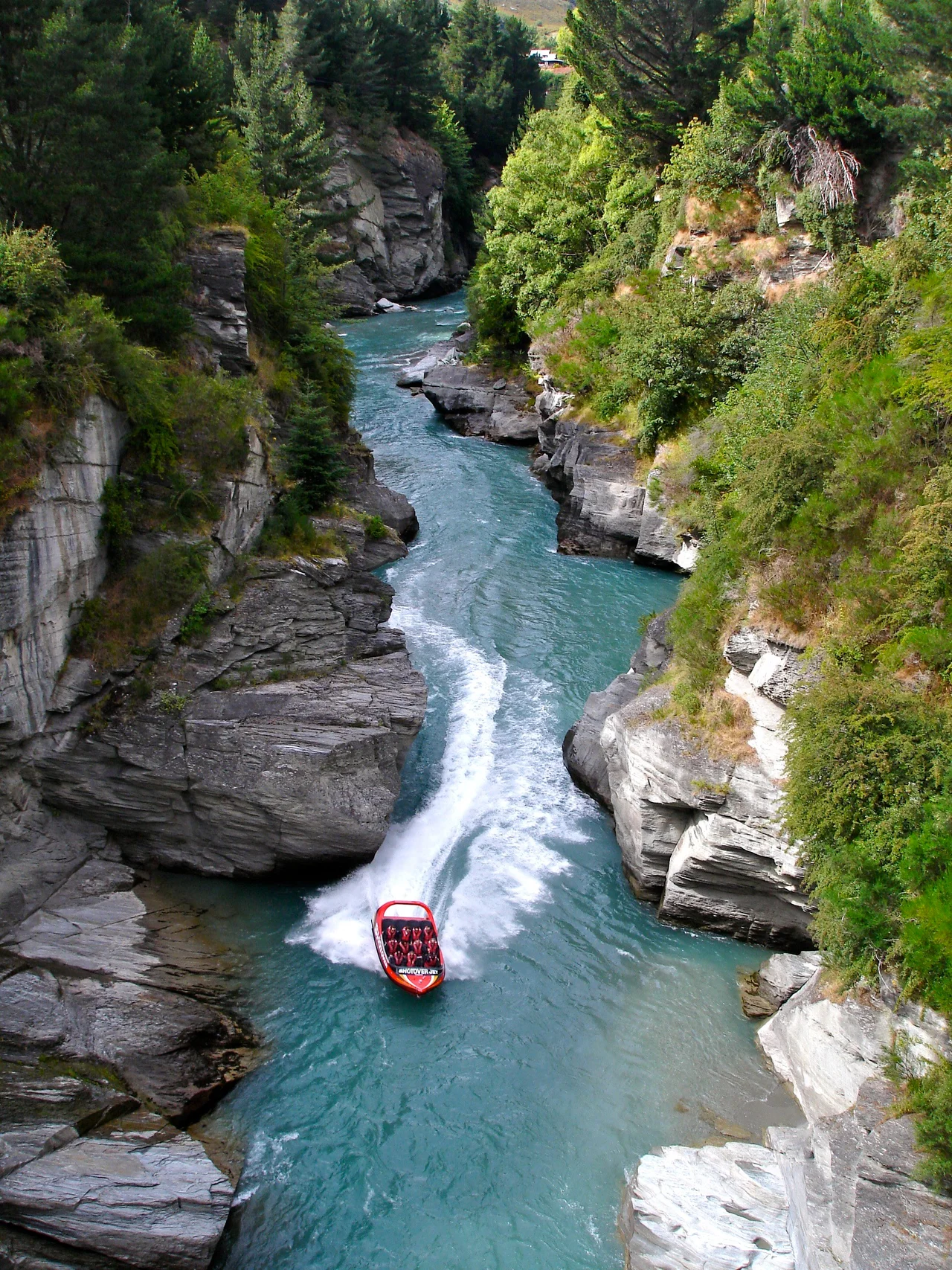 Shotover Jet is the only company permitted to operate in the spectacular Shotover River Canyons.  It's a thrilling ride - skimming past rocky outcrops at close range in your Shotover Jet 'Big Red', as you twist and turn through the narrow canyons at breath taking speeds.

View On Black