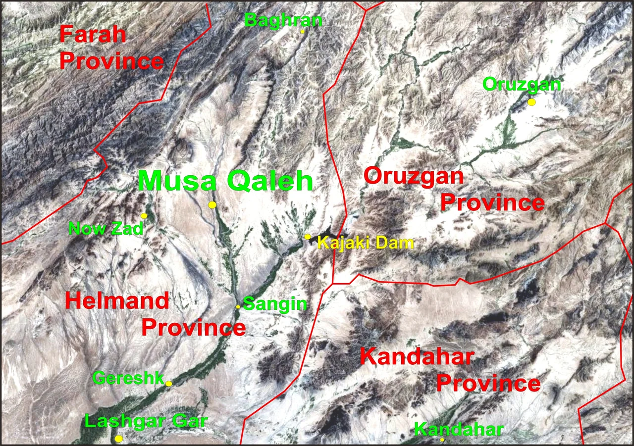 Northwest Helmand Province, Afghanistan. Overlay of names using CorelDraw