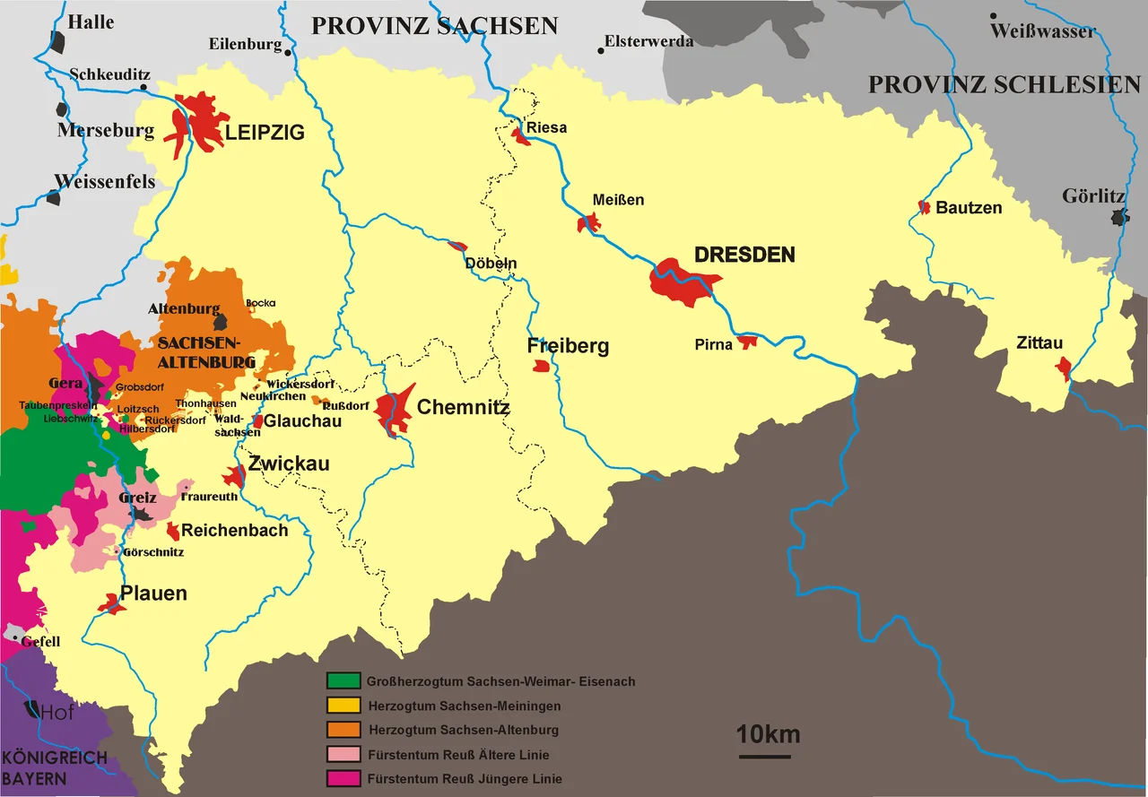 Map of kingdom Saxony in the 19th century 1815-1918
self made by störfix