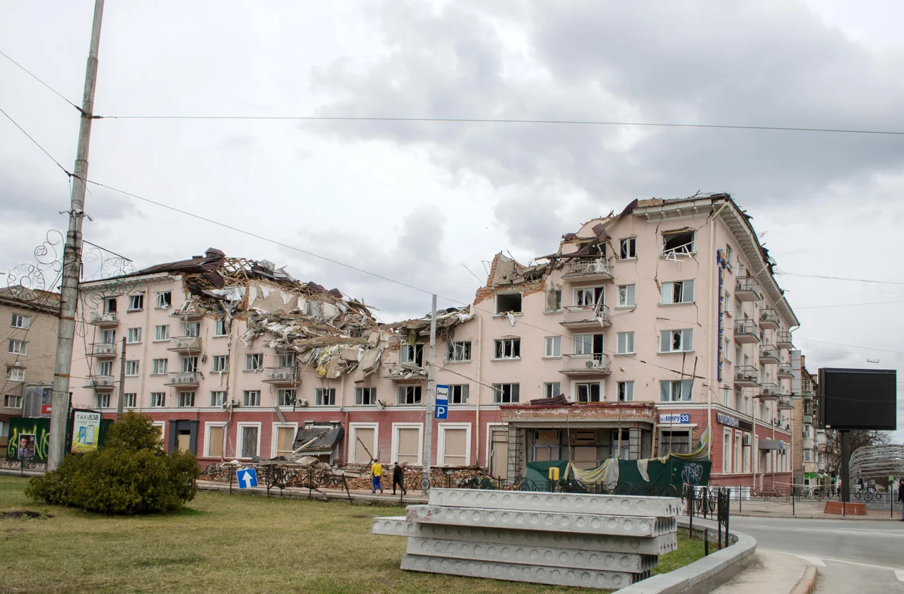 Hotel "Ukraine" in Chernihiv, destroyed after the Russian bombing on 12 March 2022